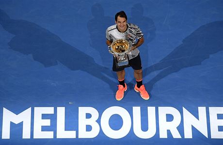 Roger Federer po vtzstv na Australian Open 2017.