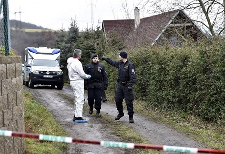 Policisté vyetující vradu ve Stíovicích.