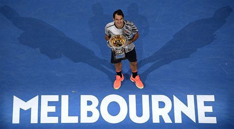 Roger Federer po vítězství na Australian Open 2017.