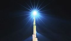 Osvtlená nejvyí budova svta pi píleitosti oslav Nového roku v Dubaji.