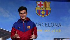 Philippe Coutinho na tiskové konferenci Barcelony.