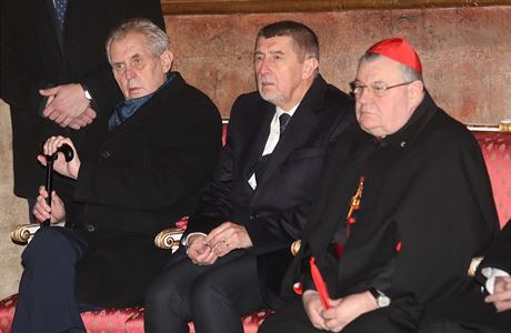 Prezident Milo Zeman, pedseda vldy, Andrej Babi a prask arcibiskup,...