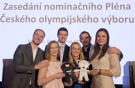 Zleva olympionici Matj Kvala, Tereza Noskov, Ondej Hyman, Nikol Kuerov,...