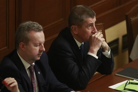 Andrej Babi ped hlasováním o dve vláde 16. 1. 2018.