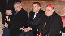 Prezident Milo� Zeman, p�edseda vl�dy, Andrej Babi� a pra�sk� arcibiskup,...