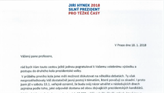 Otevený dopis prezidentského exkandidáta Jiího Hynka adresovaný Jiímu...