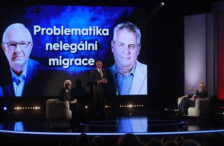 Televizní duel Jiího Drahoe a Miloe Zemana na téma migrace.