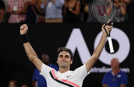 Roger Federer se raduje ze svho dvactho grandslamovho titulu.