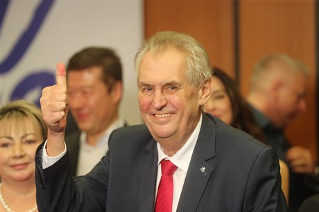 Miloš Zeman v TOP hotelu Praha po vítězství v druhém kole prezidentské volby.