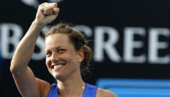 Barbora Strýcová slaví postup do osmifinále Australian Open.
