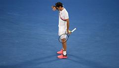 Roger Federer ve tvrtfinále Australian Open.