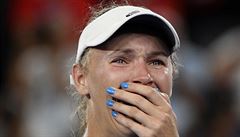 Dánka Caroline Wozniacká slaví triumf na Australian Open 2018.