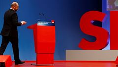 Martin Schulz bhem jednání strany SPD.