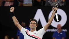 Roger Federer se raduje ze svého dvacátého grandslamového titulu.