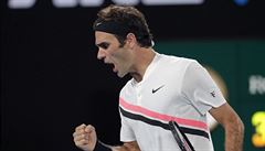 Roger Federer a jeho vítzná radost.