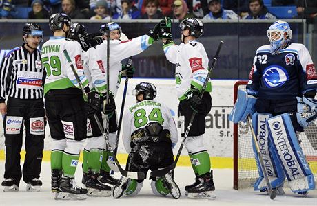 Utkání 45. kola hokejové extraligy: HC koda Plze - BK Mladá Boleslav. Hosté...