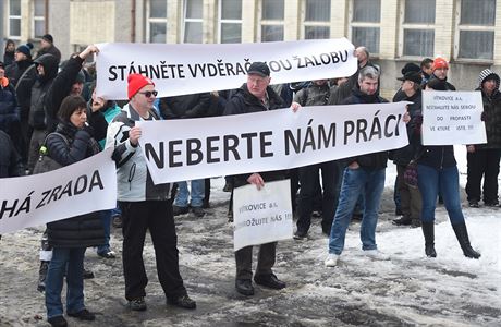 Demonstrace zamstnanc spolenosti Vtkovice Power Engineering proti...