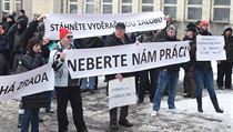 Demonstrace zaměstnanců společnosti Vítkovice Power Engineering proti...