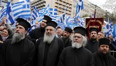 Protestu se  zúastnila také ada duchovních ecké ortodoxní církve, která...