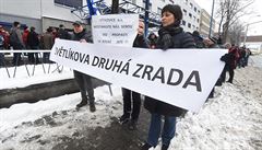 Demonstrace zamstnanc spolenosti Vítkovice Power Engineering proti...