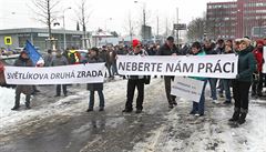 Demonstrace proti Janu Svtlíkovi, majiteli Vítkovických strojíren.