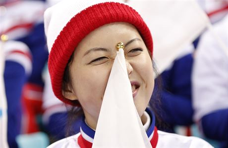 Severokorejka reaguje na dní na hokejovém led pi he eská republika - Jiní...