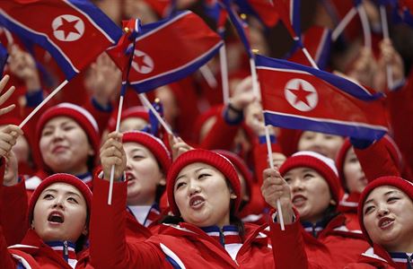 Severokorejské mávání vlajekami.