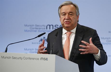 Generální tajemník OSN António Guterres na bezpenostní konferenci v Mnichov.