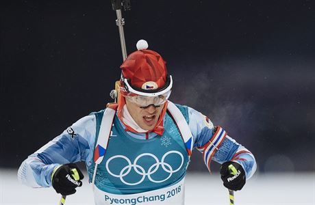 Michal Krmá na trati sprintu na zimních olympijských hrách v Pchjongchangu.