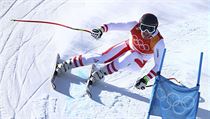 Austria's Matthias Mayer makes a turn during the men's super-G at the 2018...