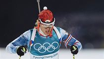 Michal Krm na trati sprintu na zimnch olympijskch hrch v Pchjongchangu.
