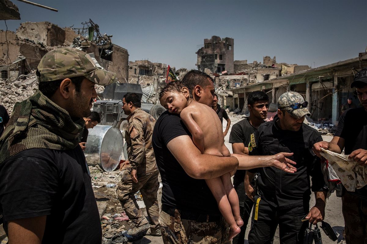 Kategorie fotka roku: bitva o Mosul.