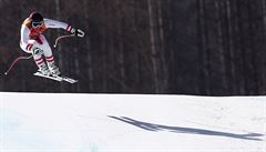 Austria's Matthias Mayer makes a jump during the men's super-G at the 2018...