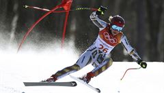 Czech Republic's Ester Ledecka competes in the women's super-G at the 2018...