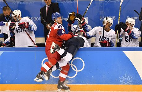 XXIII. zimní olympijské hry, hokej, mui, tvrtfinále, R - USA, 21. února 2018...