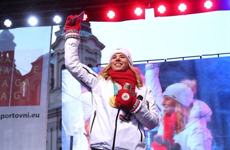 Praha, 26.2.2018, Staromstské námstí, pivítání olympionik, Ester Ledecká,...