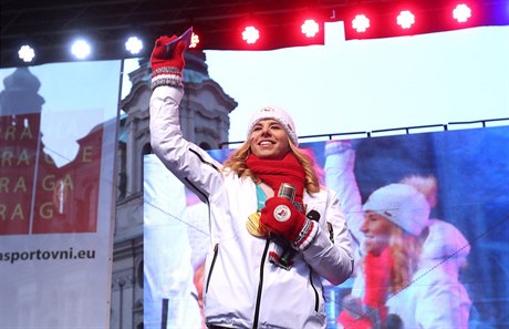 Praha, 26.2.2018, Staroměstské náměstí, přivítání olympioniků, Ester Ledecká,...