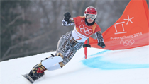 Ester Ledeck pi kvalifikan jzd obho slalomu na snowboardu