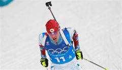 XXIII. zimní olympijské hry: biatlon, tafeta 4x7,5 km mui. Michal Krmá z R.