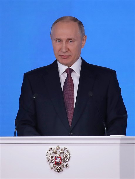 Vladimir Putin 1. bezna 2018 v Moskv.