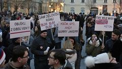 Proti volb komunisty Zdeka Ondráka protestují lidé také v Brn.