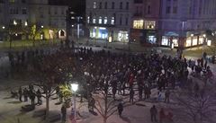 Protest lidí v Ostrav.