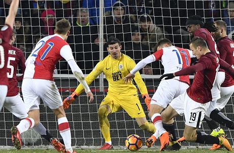 Utkání 21. kola první fotbalové ligy AC Sparta Praha - SK Slavia Praha. Zprava...