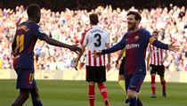 FC Barcelona vs Athletic Bilbao, radost Demblho a Messiho z glu domcch.