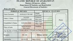 Rodný list afghánského Donalda Trumpa.
