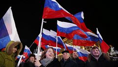 Rusové v centru Moskvy bhem koncertu ke tvrtému výroí od pipojení Krymu.