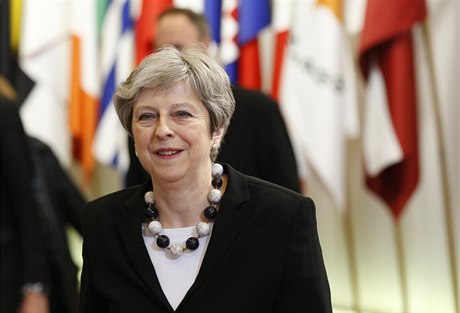 Theresa Mayová na summitu v Bruselu 23. bezna 2018