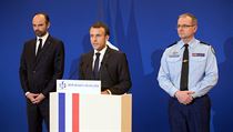 Francouzsk prezident Emmanuel Macron bhem svho projevu ohledn toku v...