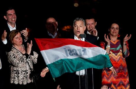 Maarský premiér Viktor Orbán bhem projevu.