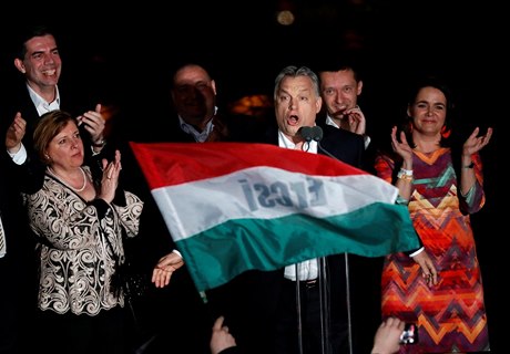 Maarský premiér Viktor Orbán bhem projevu.